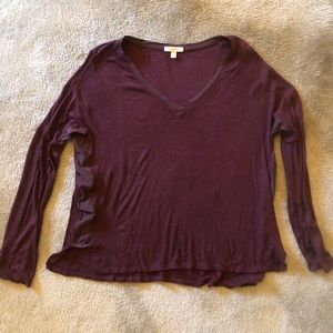 Bordeaux Ribbed High/Low Shirt